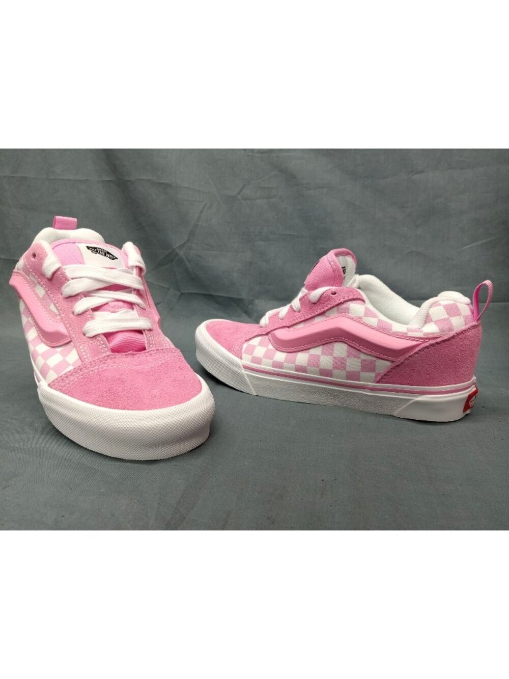 Vans Knu Skool Suede Canvas Sneakers Prism Pink Checker Girls Size 6 NEW NO BOX!